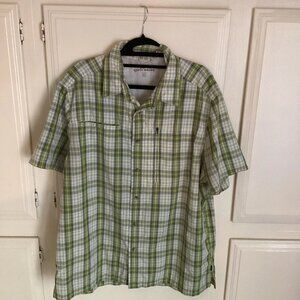 Eddie Bauer Button Up Green Outdoor Hiking Explore Shirt Men'S XL